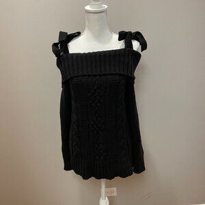 JOA Off the Shoulder Tie Sweater